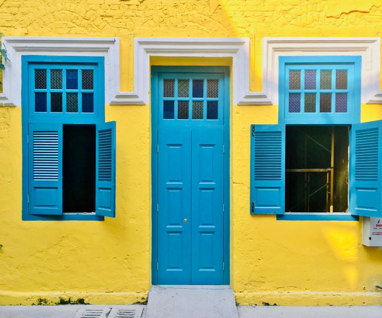 A freshly painted wall beside a door